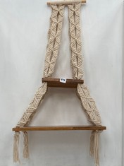 3 X STONE THE CROWS MACRAME HANGING SHELVES