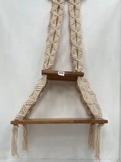 3 X STONE THE CROWS MACRAME HANGING SHELVES