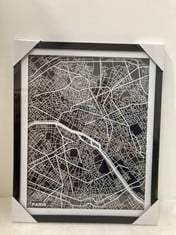 4 X BQF2 PARIS MAP FRAMED ART 44X54CM TOTAL RRP: £119