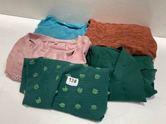 BOX OF APPROX 42 X ASSORTED ADULT CLOTHING TO INCLUDE TEAL T-SHIRT SIZE XL