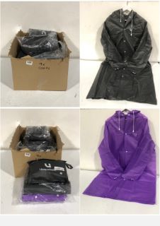 BOX OF APPROX 9 X ASSORTED COATS TO INCLUDE UNIQUEBELLA TRAVEL RAINCOAT GREY SIZE M