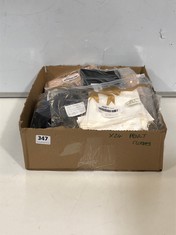 BOX OF APPROX 24 X ASSORTED ADULT CLOTHING TO INCLUDE YADIFEN GYM SHORTS WHITE SIZE SM