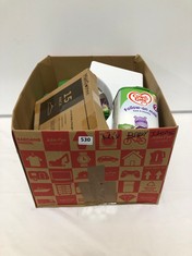 BOX OF ASSORTED BABY ITEMS TO INCLUDE COW & GATE FOLLOW ON MILK 800G EXP-16/05/25