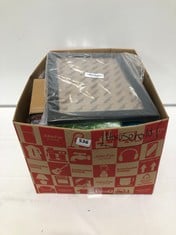 BOX OF ASSORTED HOUSEHOLD ITEMS TO INCLUDE BLACK PICTURE FRAME 30X40CM