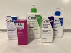 5 X ASSORTED BEAUTY PRODUCTS TO INCLUDE CERAVE HYDRATING CLEANSER