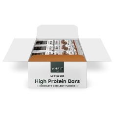 20 X BRAND - AMFIT NUTRITION LOW SUGAR HIGH PROTEIN BARS, CHOCOLATE HAZELNUT FLAVOUR, 60G, PACK OF 12.