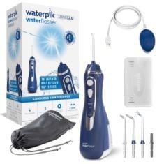 1 X WATERPIK CORDLESS ADVANCED WATER FLOSSER, 3 PRESSURE SETTINGS, DENTAL PLAQUE REMOVAL TOOL, IDEAL FOR TRAVEL OR SMALL BATHROOMS, USB CHARGER, BLUE, WP-583UK.