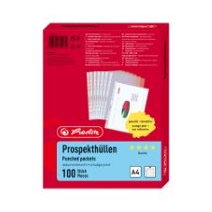 QTY OF ITEMS TO INLCUDE 33X ASSORTED STATIONARY TO INCLUDE HERLITZ A4 GRAINED WATER PROOF PUNCHED POCKET - CLEAR (100 PIECES), HERLITZ 10843647 CUTTING STRIPS PACK OF 100 100 STÜCK BLUE.