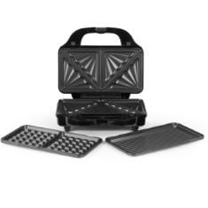 X8 ASSORTED ITEMS TO INCLUDE SALTER EK2143 3-IN-1 SNACK MAKER - SANDWICH TOASTER, WAFFLE MAKER, PANINI PRESS GRILL, INCLUDES REMOVABLE EXTRA LARGE DEEP FILL HOT PLATES, NON-STICK, 900W, AUTO TEMPERAT