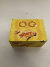 X5 BOXES OF SHERBET FOUNTAINS AND 1 BOX OF HARIBO.