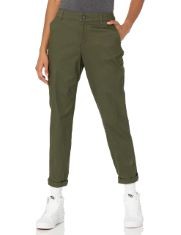 QTY OF ITEMS TO INLCUDE 20X ASSORTED CLOTHING TO INCLUDE ESSENTIALS WOMEN'S MID-RISE SLIM-FIT CROPPED TAPERED LEG KHAKI TROUSER, DARK OLIVE, 18, ESSENTIALS WOMEN'S LINEN BLEND DRAWSTRING WIDE LEG TRO