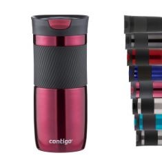 QTY OF ITEMS TO INLCUDE 15X ASSORTED BOTTLES TO INCLUDE CONTIGO BYRON SNAPSEAL TRAVEL MUG, STAINLESS STEEL THERMAL , VACUUM FLASK, LEAKPROOF TUMBLER, COFFEE MUG WITH BPA FREE EASY-CLEAN LID, 470 ML,