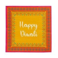 63 X PREMIUM DIWALI PAPER NAPKINS | RECYCLABLE SERVIETTES | TABLE PARTY DECORATIONS FOR THE HOUSE | DISPOSABLE TABLEWARE | MANDALA/HENNA/RANGOLI DESIGN -ORANGE YELLOW PINK | 33CM | PACK OF 20.