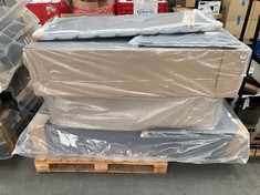 PALLET OF ASSORTED BED PARTS TO INCLUDE BED BASE PARTS APPROX 150 X 190 CM IN DARK GREY (KERBSIDE PALLET DELIVERY)