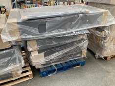 PALLET OF ASSORTED BED PARTS TO INCLUDE BED BASE PARTS APPROX 95 X 190 CM IN DARK GREY (KERBSIDE PALLET DELIVERY)