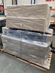 PALLET OF ASSORTED BED PARTS TO INCLUDE BED BASE PARTS APPROX 80 X 90 CM IN DARK GREY (KERBSIDE PALLET DELIVERY)