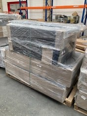 PALLET OF ASSORTED BED PARTS TO INCLUDE BED BASE PARTS APPROX 95 X 185 CM IN DARK GREY (KERBSIDE PALLET DELIVERY)