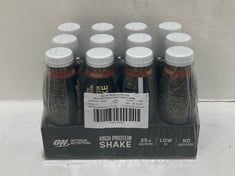 QTY OF ON OPTIMUM NUTRITION HIGH PROTEIN SHAKE CHOCOLATE 330ML BBE: 26/12/24 (COLLECTION ONLY)