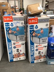 3 X ASSORTED ITEMS TO INCLUDE BESTWAY STEEL PRO MAX 305 X 76CM SWIMMING POOL