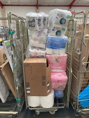 CAGE OF ASSORTED ITEMS TO INCLUDE ANDREX LOO ROLL (CAGE NOT INCLUDED)