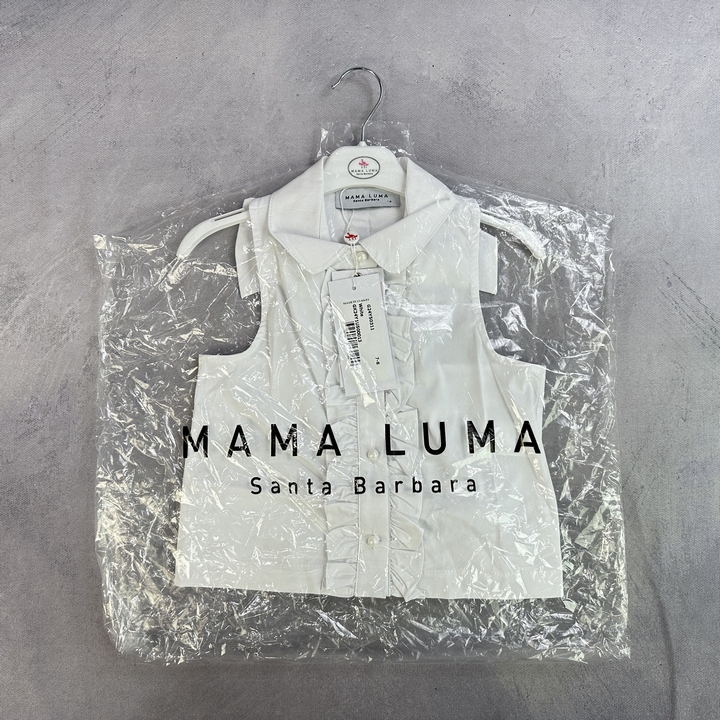 Mama Luma Girls Sleeveless Collar Blouse In White - Size  8 Y