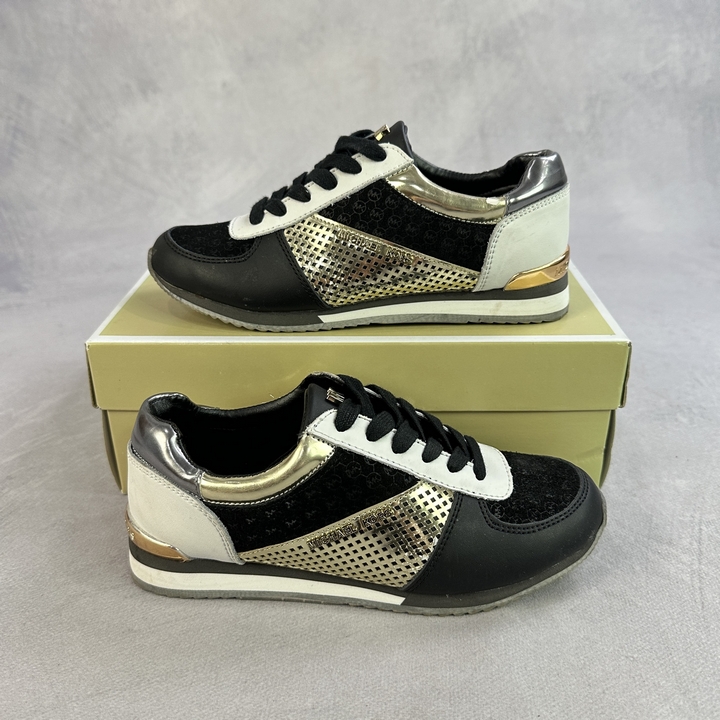 Michael Kors Girls Black & Gold Trainers - Size 2 (34)