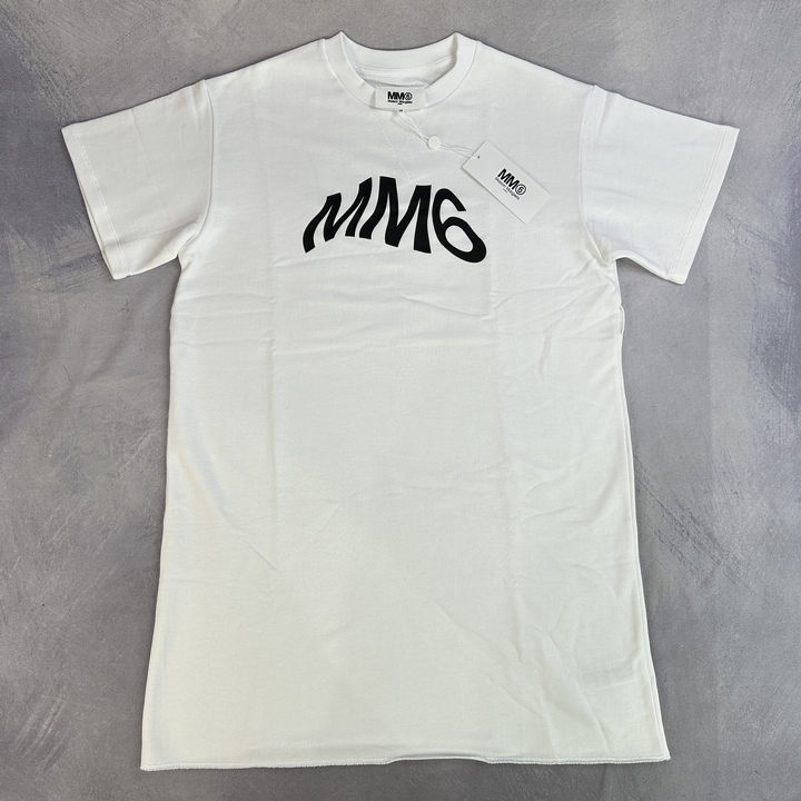 Mm6 Kids Logo T-Shirt Dress In White - Size 14 Y