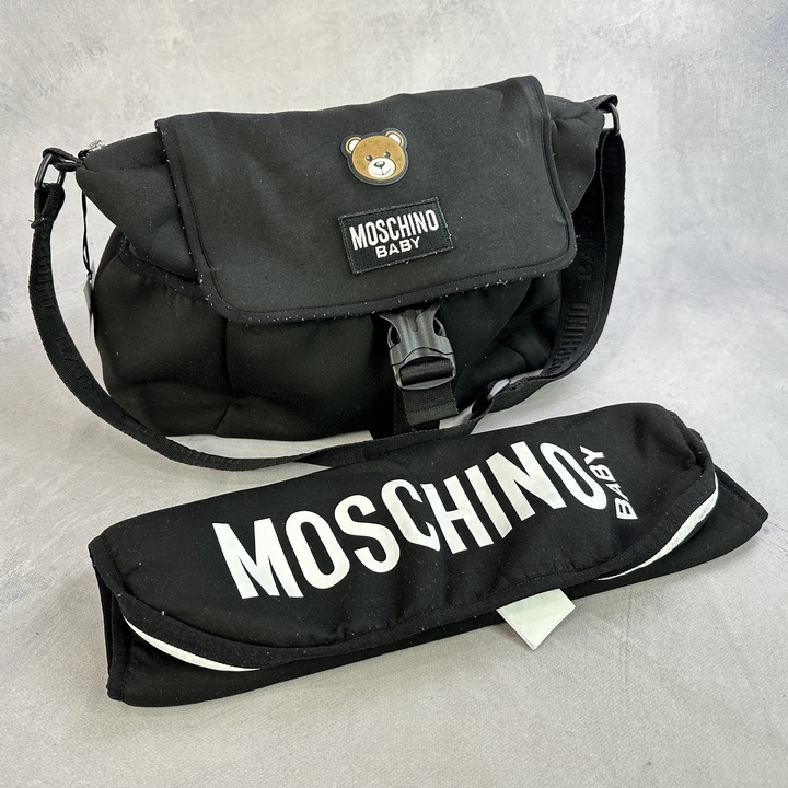 Moschino Baby Teddy Logo Changing Bag In Black - Size Os