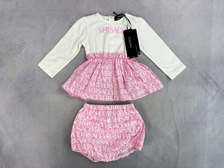 Versace Baby Girls Dress With Knickers In Pink - Size  12 M