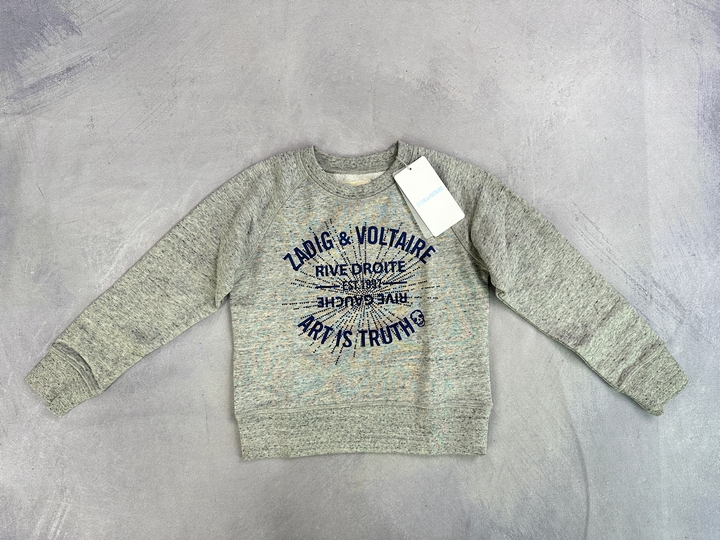 Zadig & Voltaire Girls Sweat Top - Size 6 Years