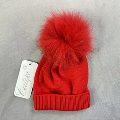 Catya  Wool Baby Hat With Fur Pom Pom - Size V 12 Months