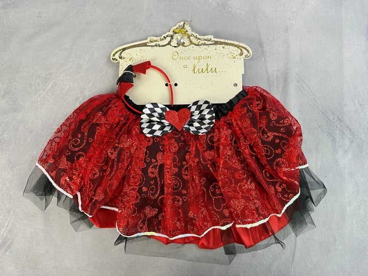 Dress Up By Design Girls Queen Of Hearts Tutu With Headband Set - Size 12 Years)