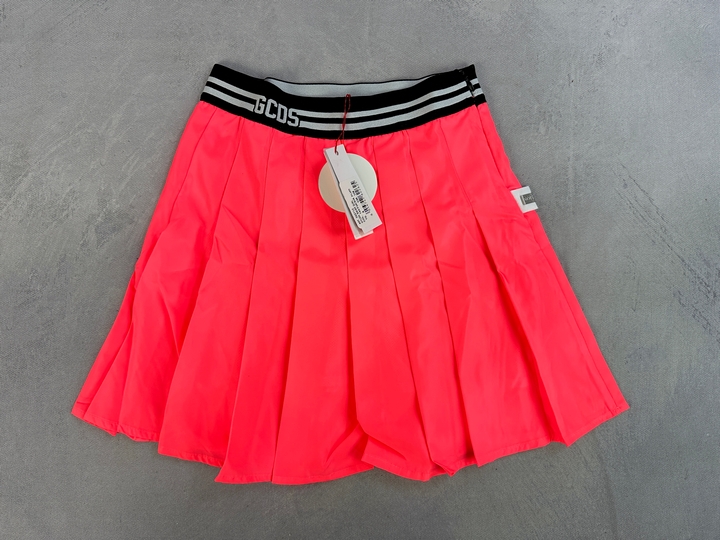 Gcds Girls Skirt - Neon Nylon Pleated Skirt - Size 8 Years