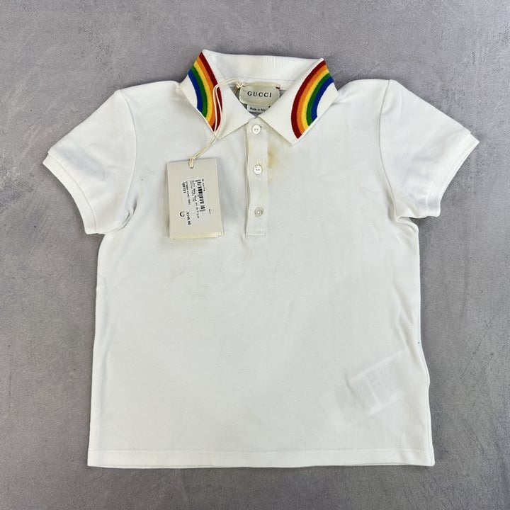 Gucci Baby Boys White Pique Cotton Polo Top - Size 36 Months