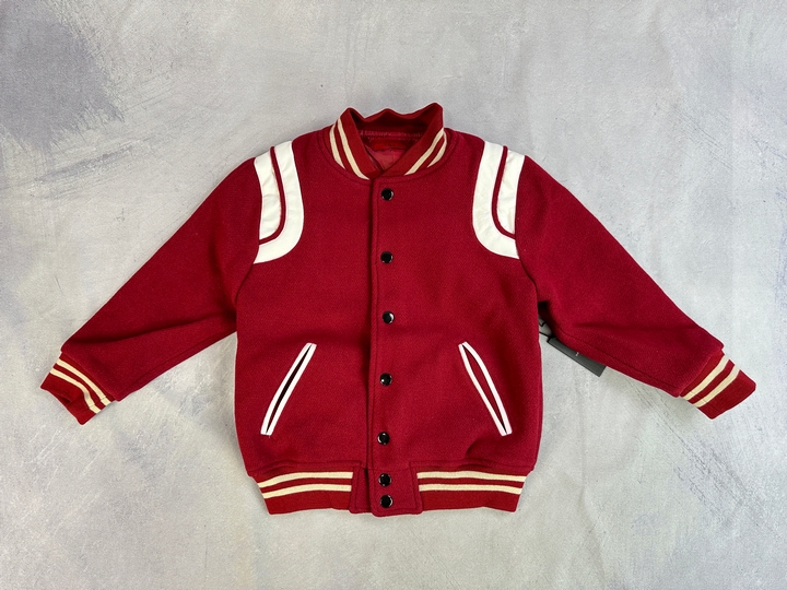 Haus Of Jr Red Alfie Wool Varsity Jacket - Size 5-6 Years