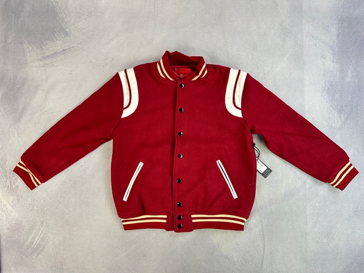 Haus Of Jr Red Alfie Wool Varsity Jacket - Size 10 Years