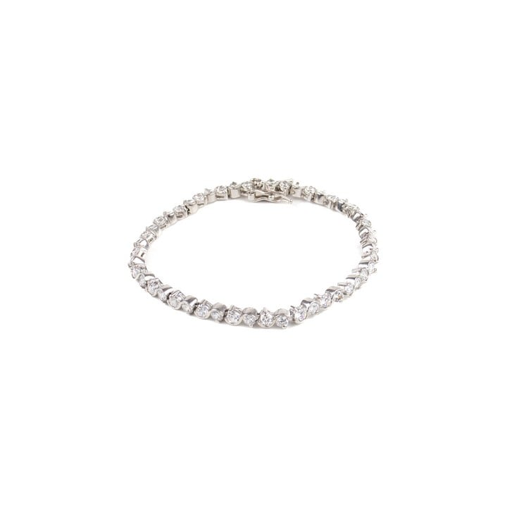 Silver Clear Stone Tennis Bracelet, 17.5cm, 11.2g(Stone Missing) (VAT Only Payable on Buyers Premium)