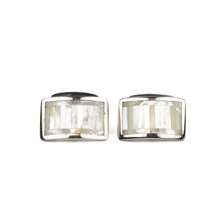 Tateossian Silver Curved Rectangle Pair of Cufflinks, 2x1.3cm, 12.5g (VAT Only Payable on Buyers Premium)