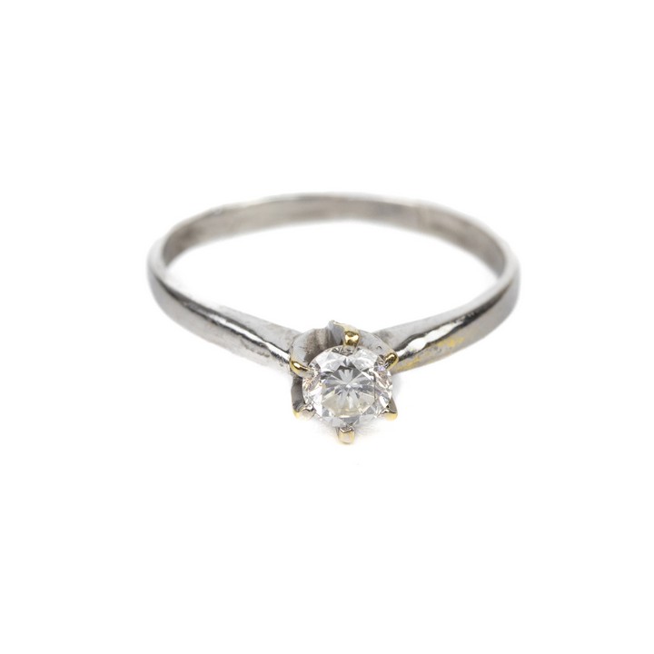 18ct White and Yellow Gold 0.25ct Diamond Single Stone Ring, Size N½, 2.2g.  Auction Guide: £200-£300 (VAT Only Payable on Buyers Premium)