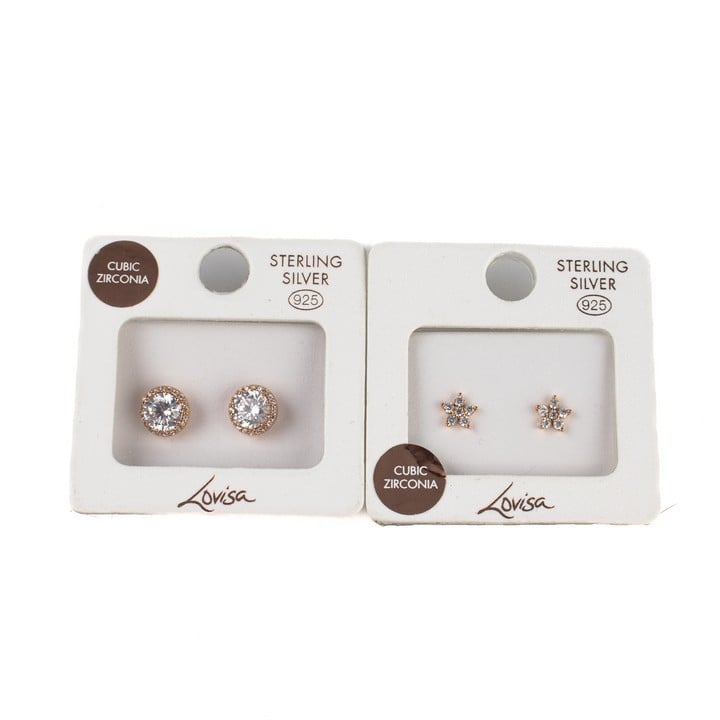 Lovisa Silver Pair of Flower Cubic Zirconia Stud Earrings. Pair of Cubic Zirconia Round Stud Earrings, total weight 3.59g (VAT Only Payable on Buyers Premium)