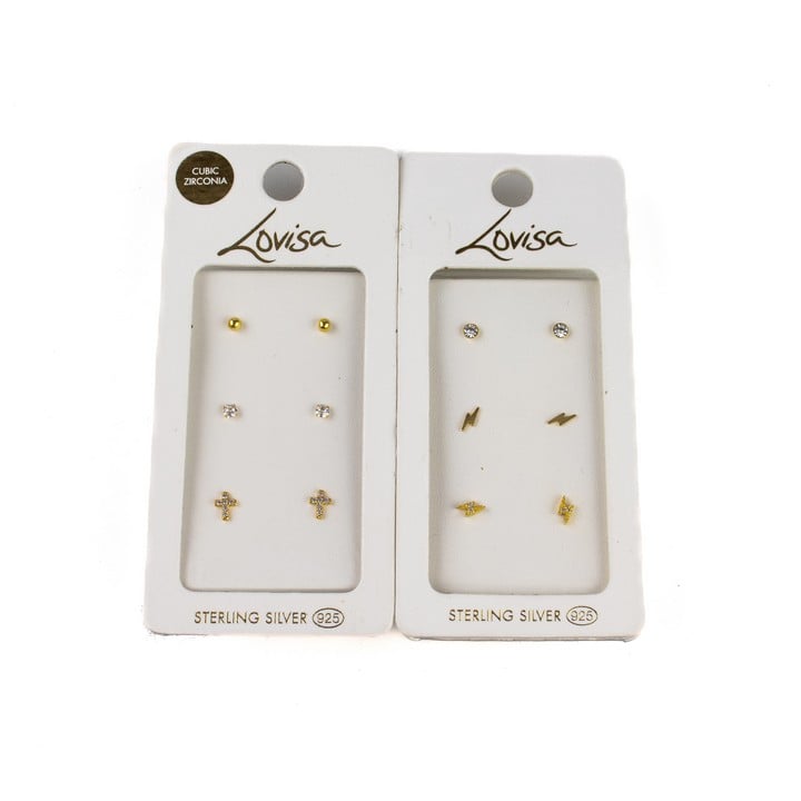 Lovisa Silver Six Pairs of Stud Earrings, Plain and Clear Stones, total weight 2.52g (VAT Only Payable on Buyers Premium)