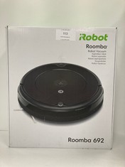 IROBOT ROOMBA 692 ROBOT HOOVER WITH WI-FI CONNECTION, THREE-STAGE CLEANING SYSTEM, PERSONALISED SUGGESTIONS, COMPATIBLE WITH YOUR VOICE ASSISTANT, BLACK - LOCATION 10A.