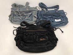 3 X BDG JEANS DESIGNER BAGS INCLUDING CORDUROY BAG (TOTAL  RRP 95€) - LOCATION 2B.