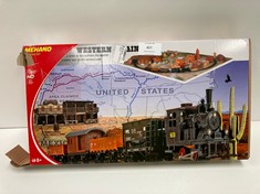 MEHANO T109 - PLASTIC "WESTERN" ELECTRIC FREIGHT AND LANDSCAPE TRAIN SET, H0 SCALE, MULTICOLOUR.