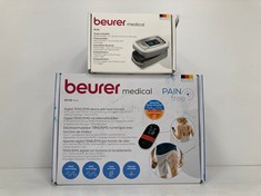 2 X BEURER ARTICLES INCLUDING PULSE OXIMETER AND DIGITAL TENS/EMS DEVICE WITH HEAT FUNCTION - LOCATION 40B.