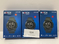 3 X SMARTWATCHES WITH BLUETOOTH, HEART RATE MONITOR, STEP COUNTER, BLOOD PRESSURE MONITOR AND SEDENTARY REMINDERS