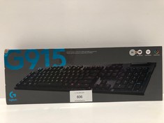 LOGITECH G915 LIGHTSPEED WIRELESS MECHANICAL GAMING KEYBOARD WITH LOW-PROFILE GL-TOUCH KEYS, ULTRA-SLIM DESIGN, 30-HOUR BATTERY LIFE (HAS BROKEN CORNER)- BLACK-LOCATION 41C.