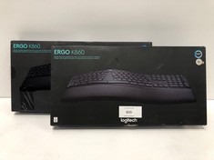 2 X LOGITECH ERGO K860 WIRELESS ERGONOMIC KEYBOARD - SPLIT KEYBOARD, PALM REST, NATURAL TYPING, BLUETOOTH AND USB CONNECTIVITY, WINDOWS/MAC COMPATIBLE, SPANISH QWERTY LAYOUT - GRAPHITE - 45C PLACEMEN