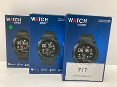 3 X SMARTWATCHES WITH BLUETOOTH, HEART RATE MONITOR, STEP COUNTER, BLOOD PRESSURE AND SEDENTARY REMINDERS