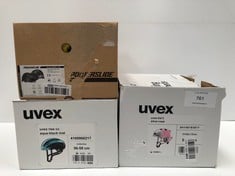 3 X ASSORTED CHILDREN'S BICYCLE HELMETS INCLUDING UVEX - LOCATION 19C.